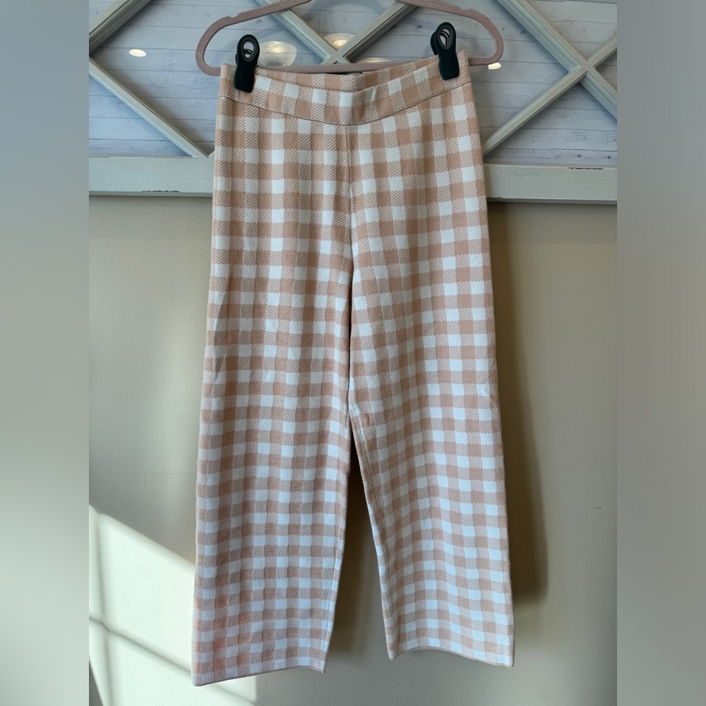 TRUTH PEACH CHECKERED KNIT PANTS // SIZE Mediun